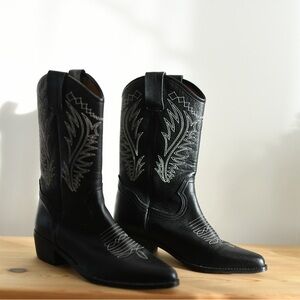 Steve Madden Black Embroidered Cowboy Boots